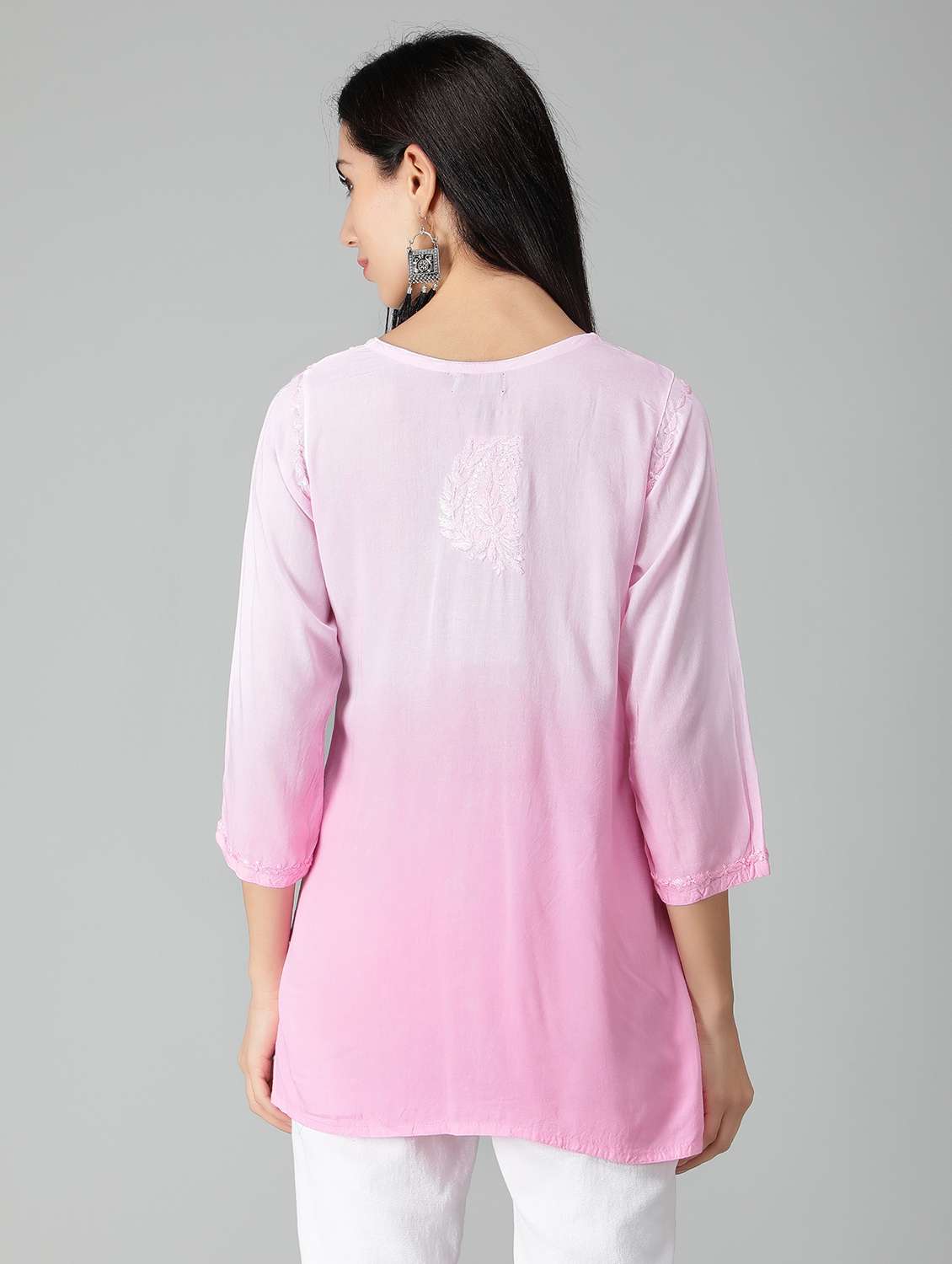 pink ombre detailed straight kurti - 19207417 -  Standard Image - 2