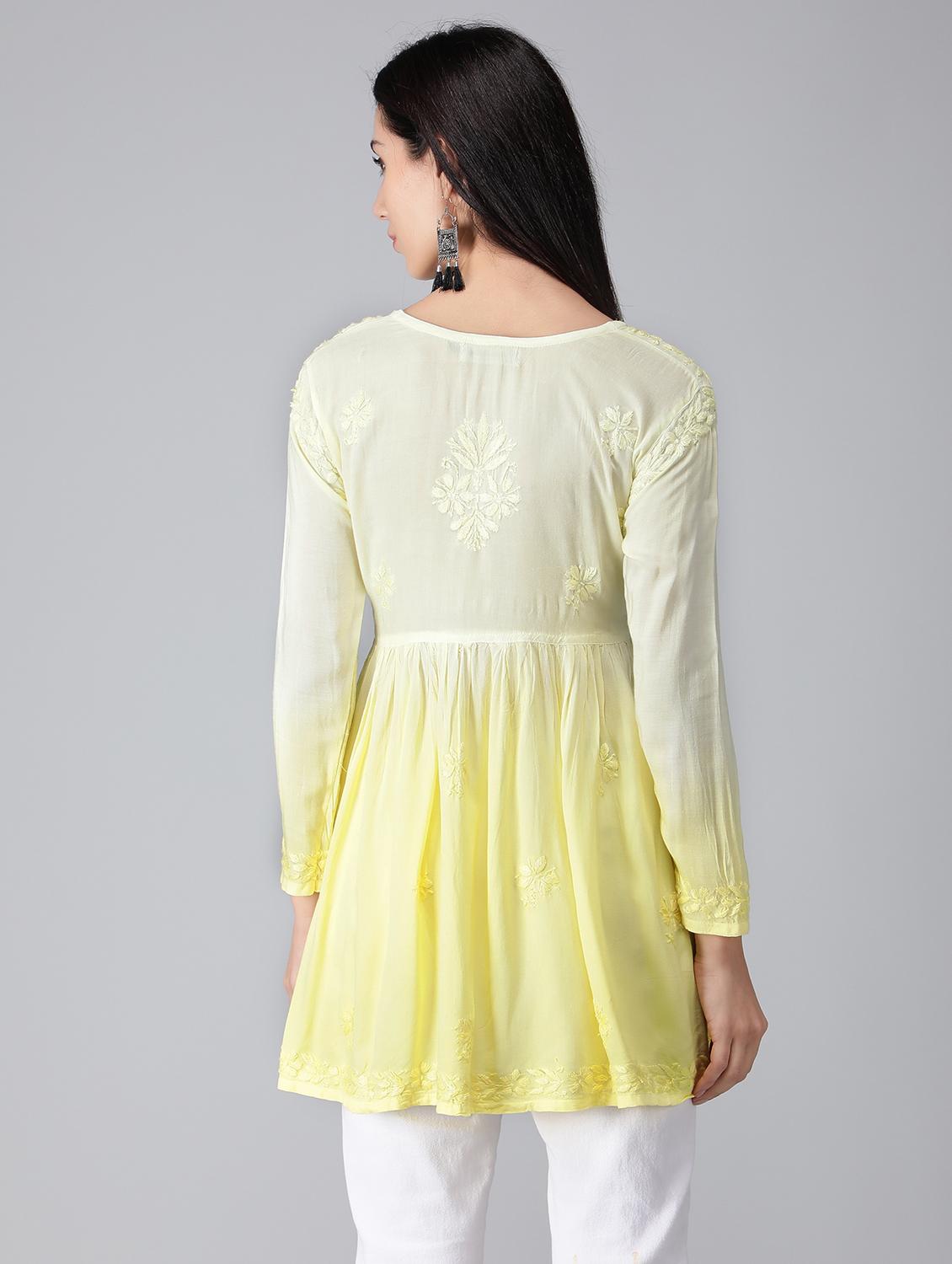 yellow ombre detailed flared kurti - 19207423 - Standard Image - 2