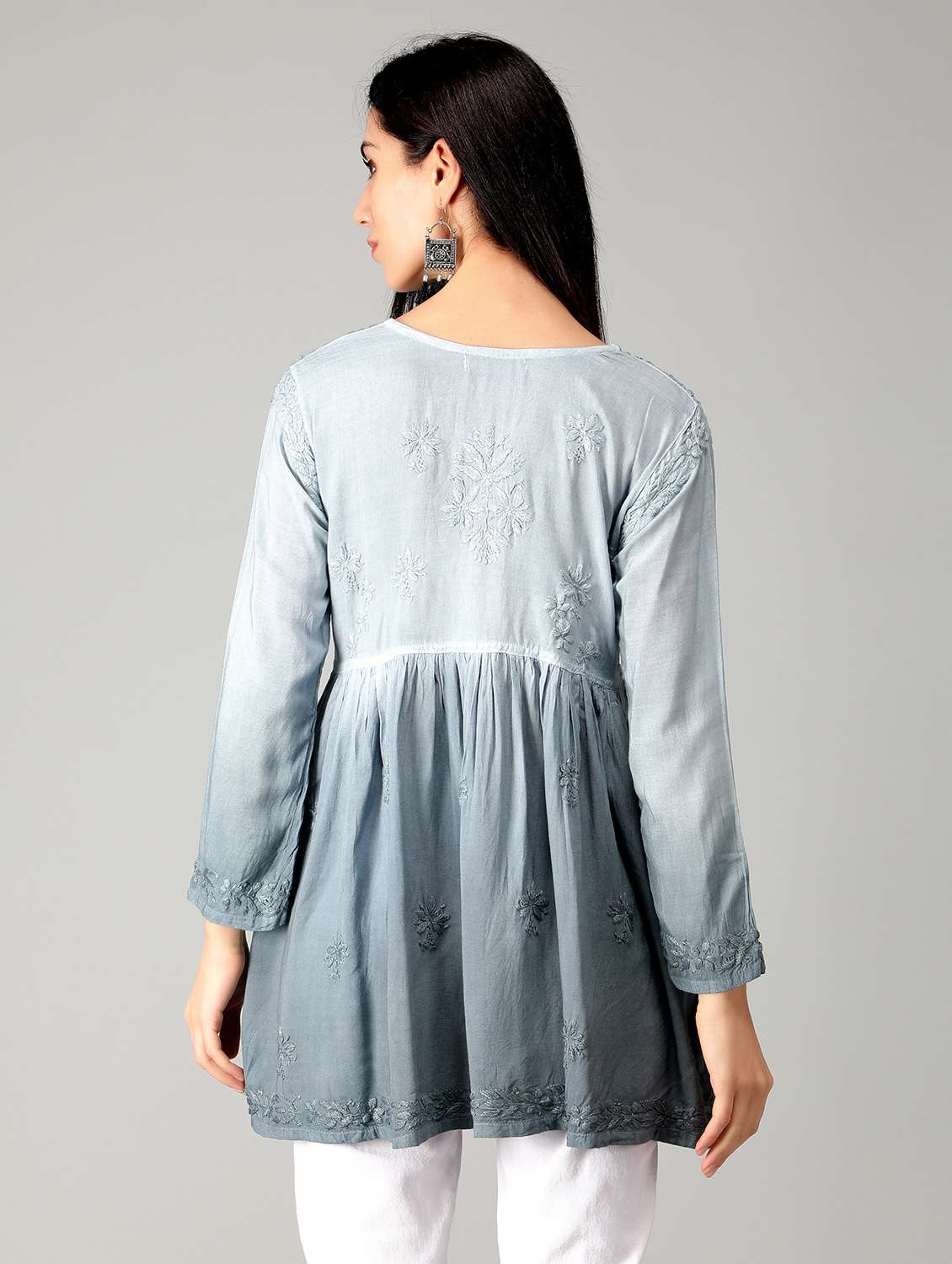 grey ombre detailed flared kurti - 19207424 -  Standard Image - 2