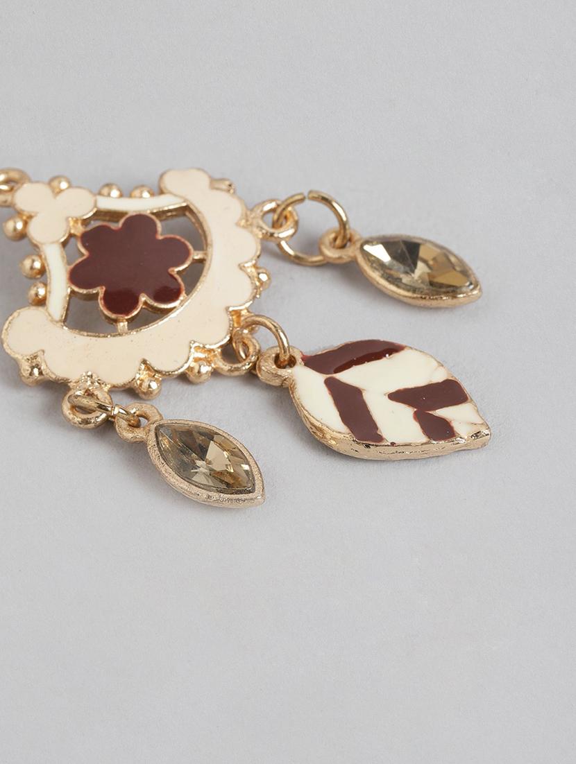 beige metal drop earring - 19207923 - Standard Image - 2