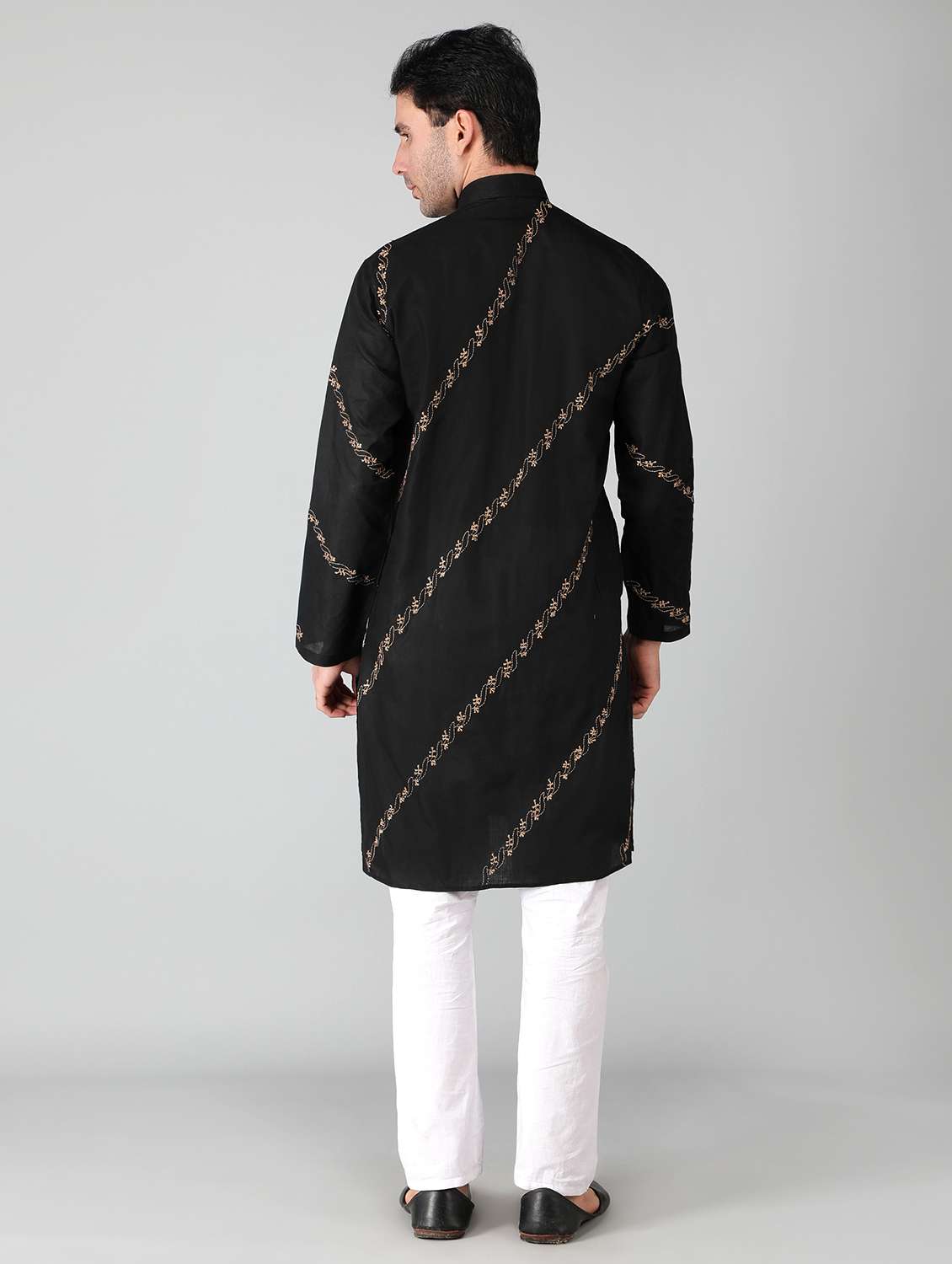 black cotton long kurta - 19208489 -  Standard Image - 2