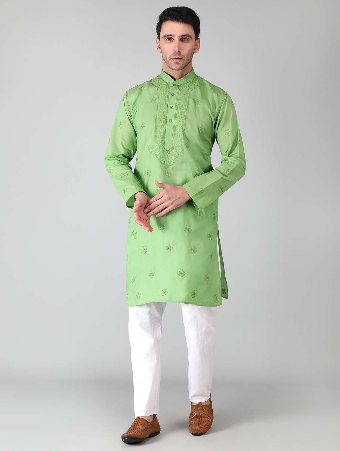 mandarin neck cotton long kurta