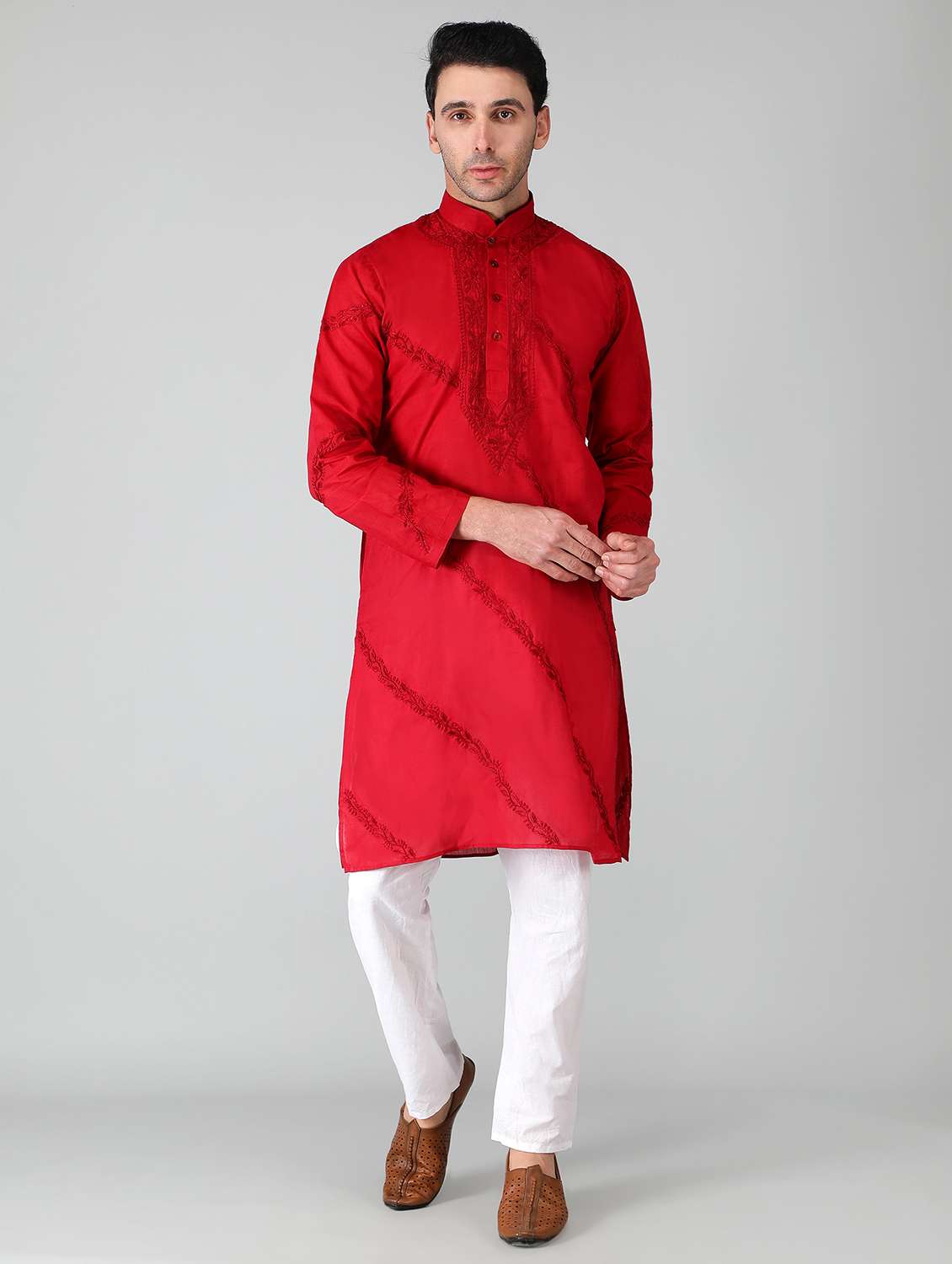 mandarin neck cotton long kurta
