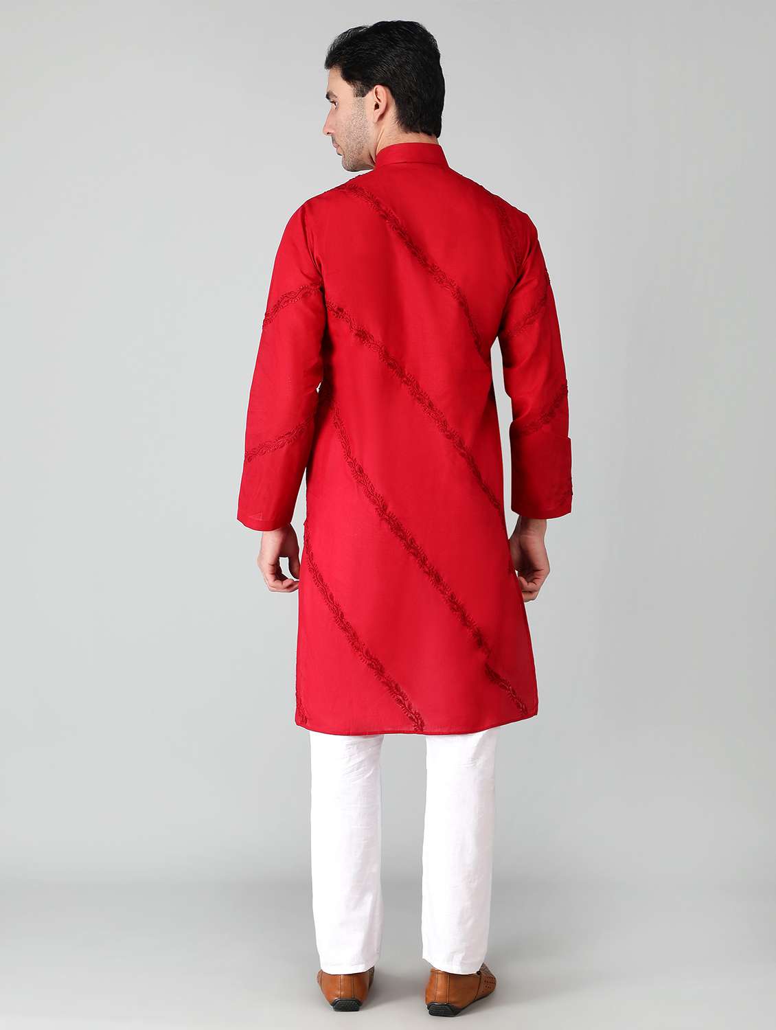 mandarin neck cotton long kurta - 19208494 -  Standard Image - 2