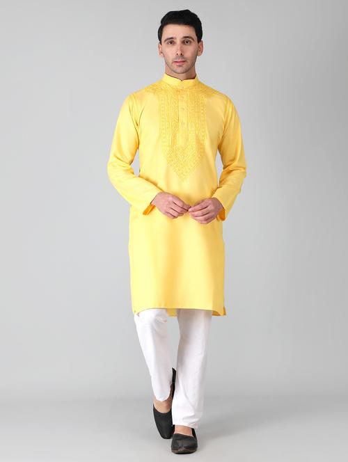 mandarin neck cotton long kurta - 19208497 - Standard Image - 0