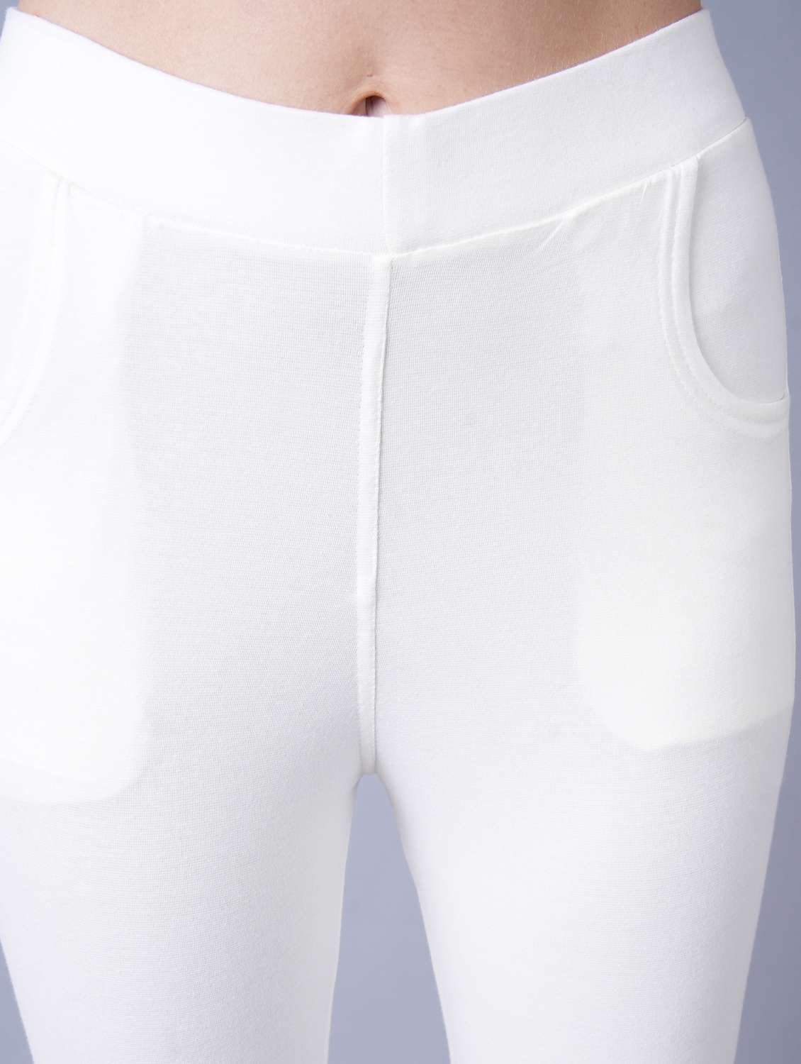 White Solid Cotton Legging