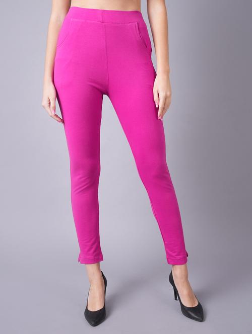 pink solid cotton legging - 19214749 - Standard Image - 0