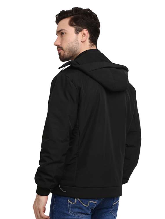 hood neck solid casual jacket - 19214893 - Standard Image - 2