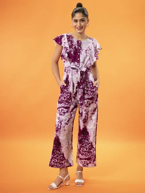 women printed full leg jumpsuit - 19215129 -  Standard Image - 0
