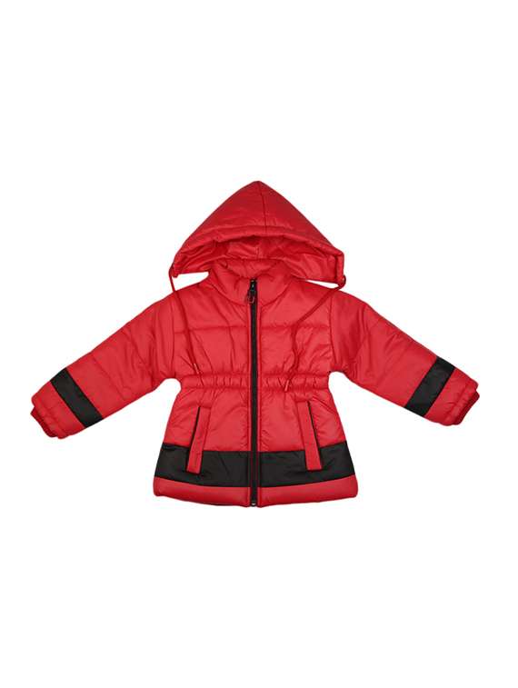 girls hooded neck quilted jacket