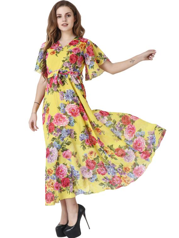 women's fit & flare floral dress - 19215399 - Standard Image - 2