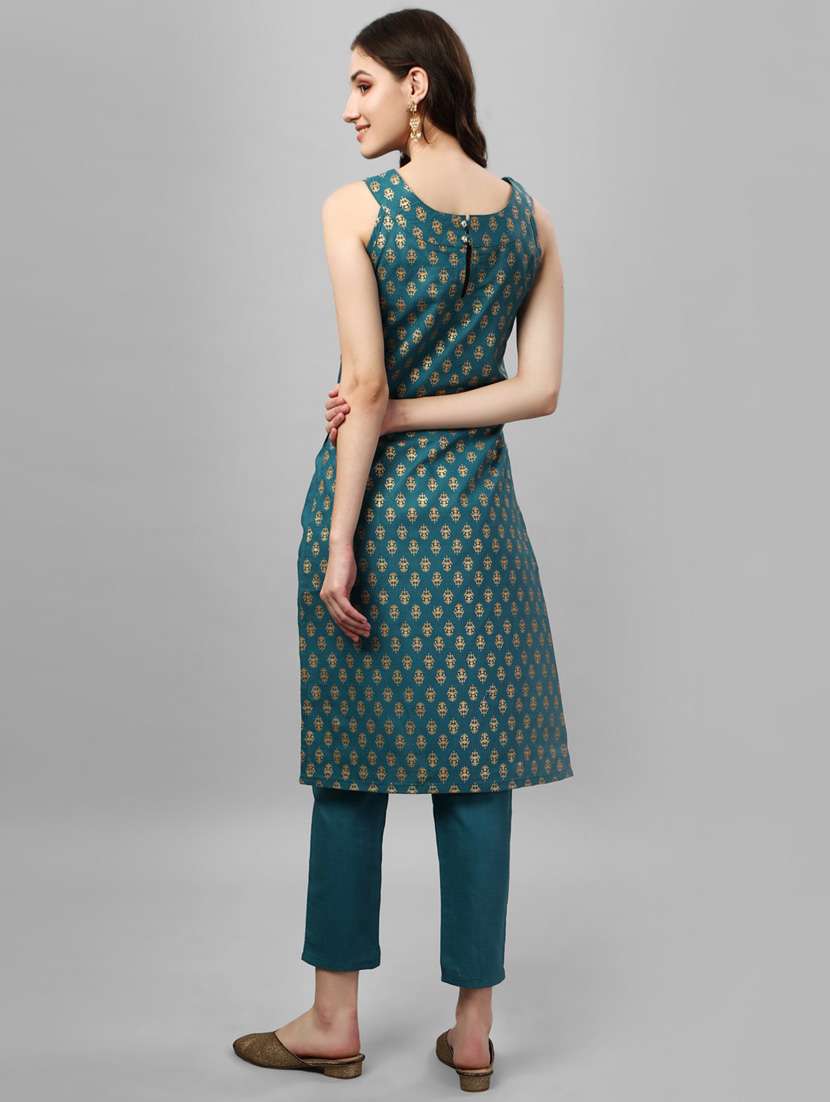 blue cotton blend kurta pant  set - 19215849 -  Standard Image - 2