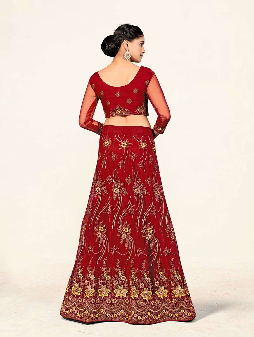 maroon flared embroidered lehenga - 19218036 -  Standard Image - 2