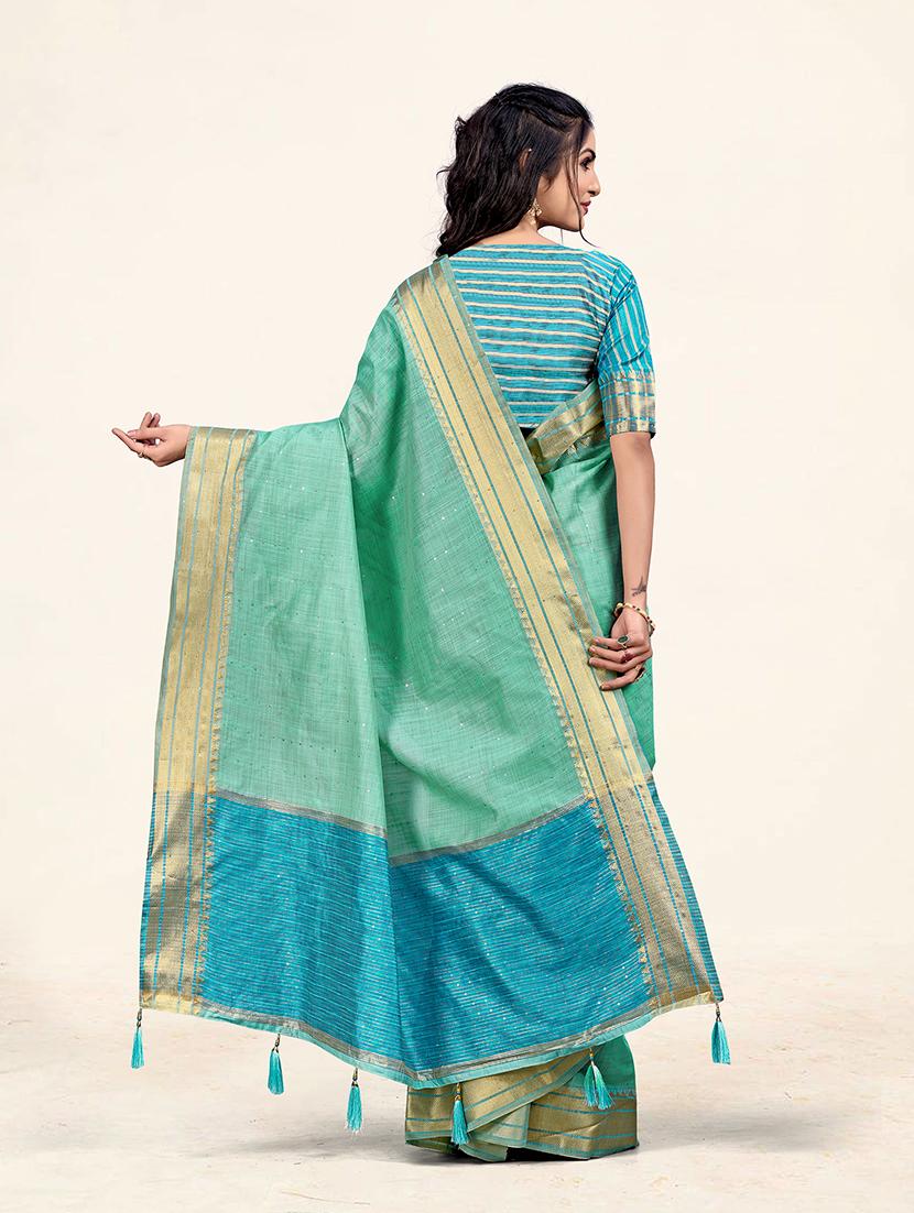 women's bordered green colored saree - 19218085 - Standard Image - 2