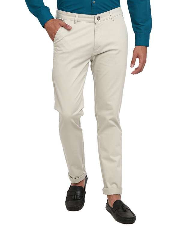 white solid flat front formal trouser