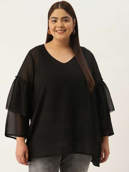 women's a line v neck top - 19220845 - Standard Image - 0