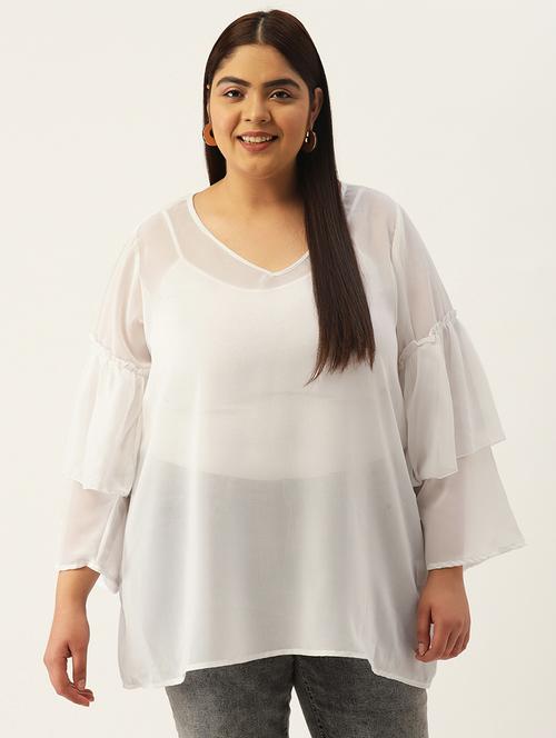 women's a line v neck top - 19220846 - Standard Image - 0