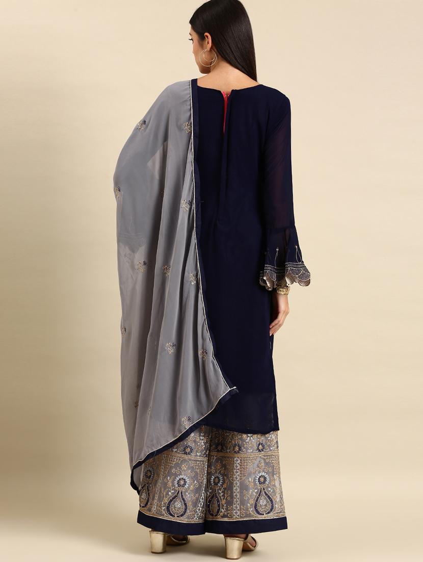 embroidered unstitched suit set - 19220984 - Standard Image - 2
