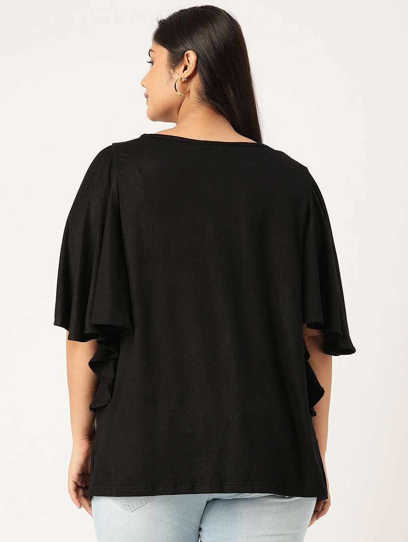women's straight round neck top - 19223345 - Standard Image - 2