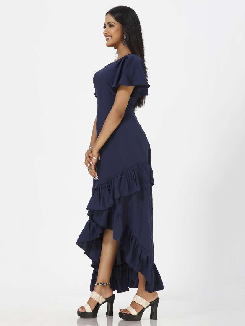 women's high low solid dress - 19223532 -  Standard Image - 2