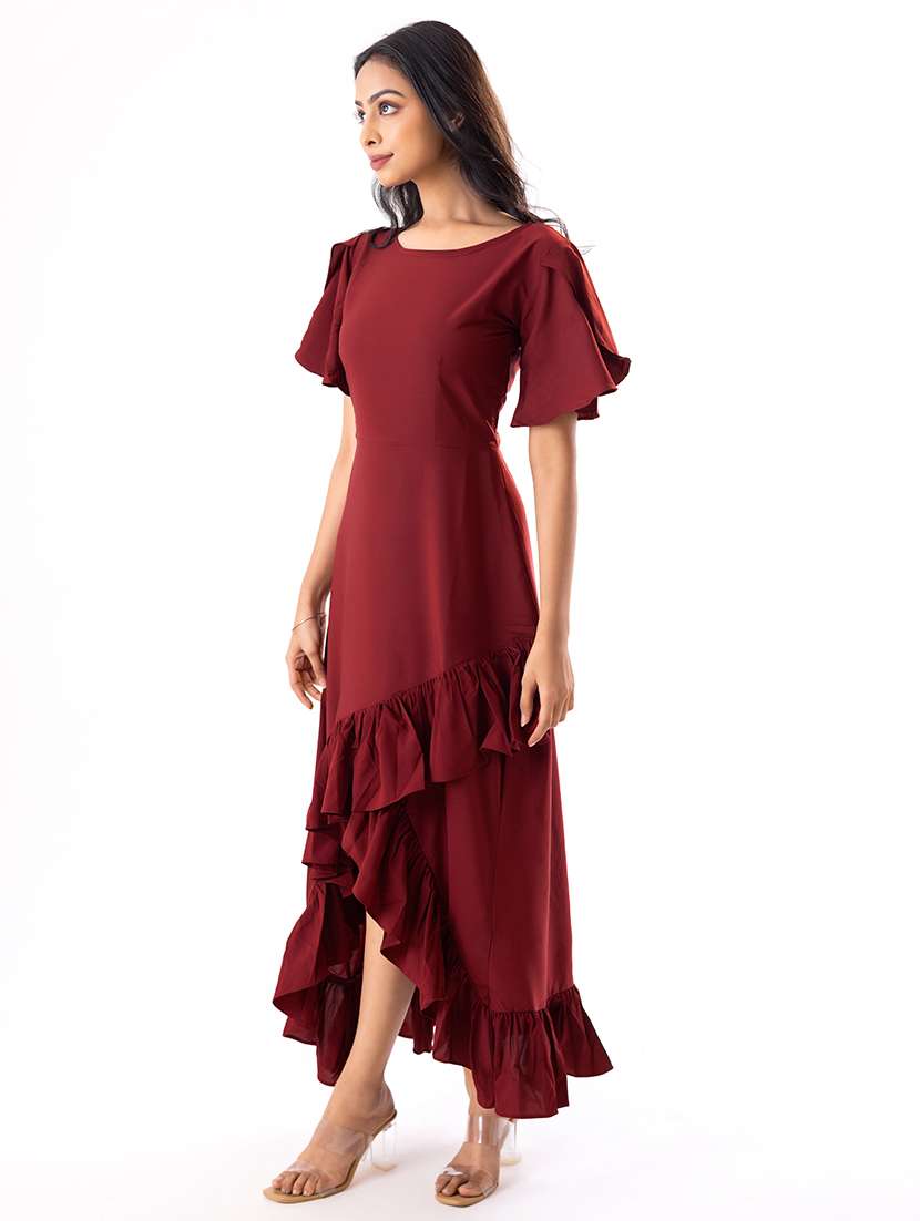 women's high low solid dress - 19223533 -  Standard Image - 2