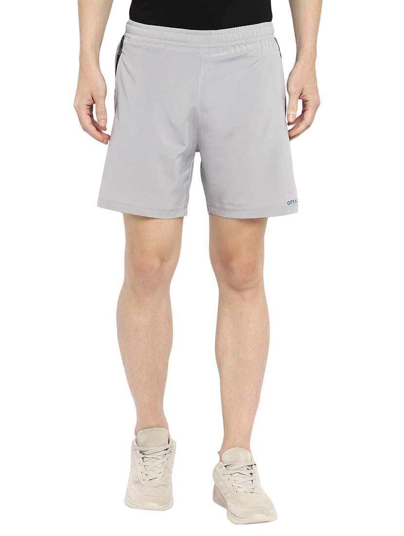 grey mid rise solid short