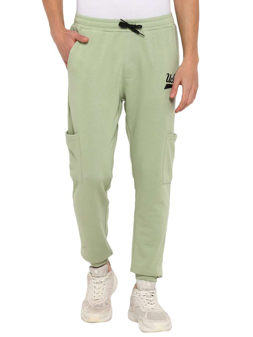 green full length track pant