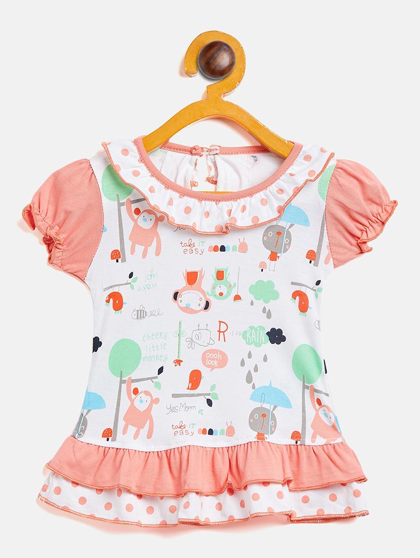 girls round neck printed frock