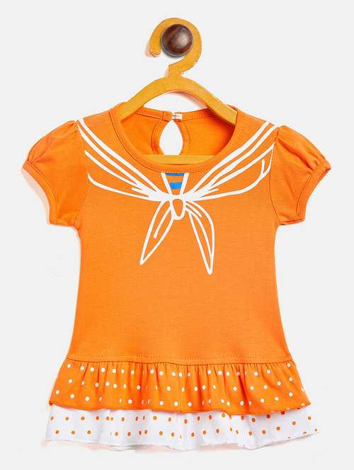 girls round neck printed frock - 19224117 - Standard Image - 0