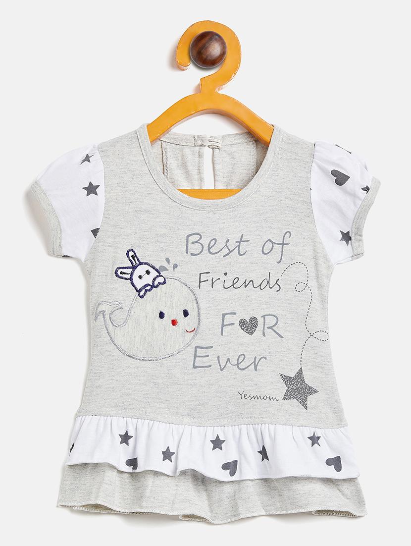 girls round neck printed frock - 19224146 -  Zoom Image - 0