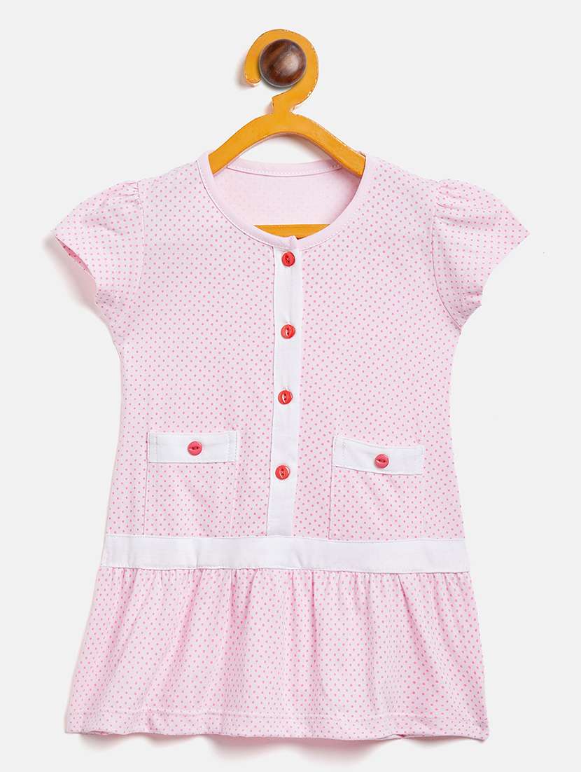 girls round neck printed frock