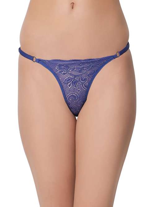  blue solid thongs