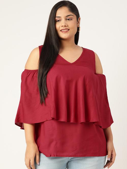 women's ruffle v neck top - 19225012 -  Standard Image - 0