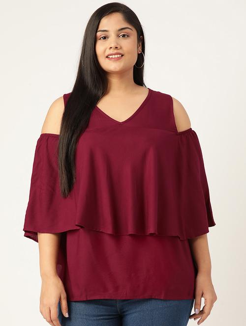 women's ruffle v neck top - 19225016 -  Standard Image - 0