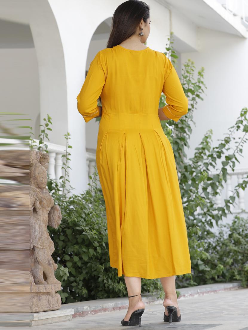 yellow embroidered kurta - 19225944 - Standard Image - 2
