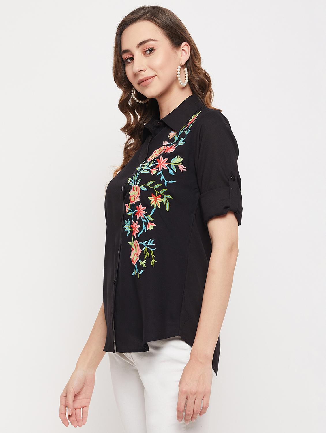 black embroidered shirt - 19225949 - Standard Image - 2