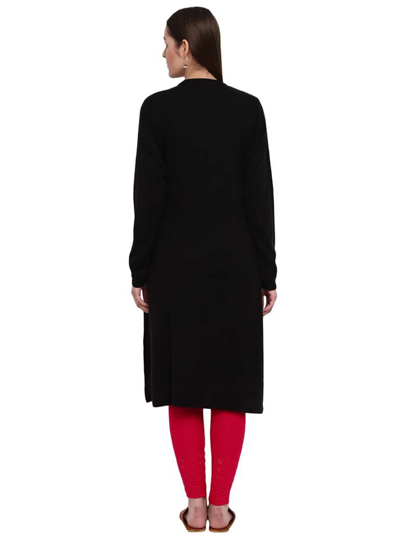 black self design straight kurta - 19226434 -  Standard Image - 2