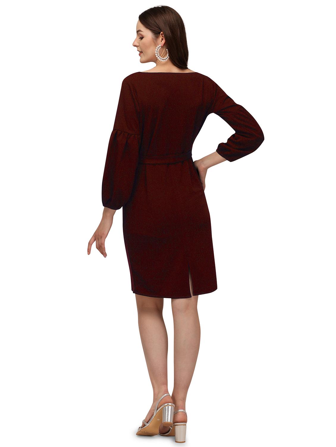 green solid fit & flare dress - 19232523 - Standard Image - 2