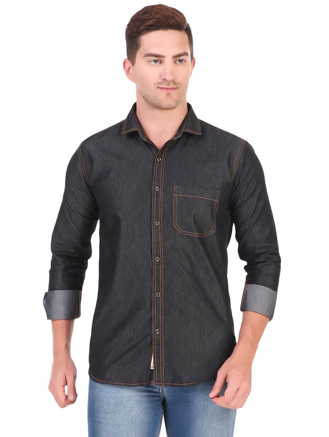 mens solid casual shirt - 19232577 - Standard Image - 2