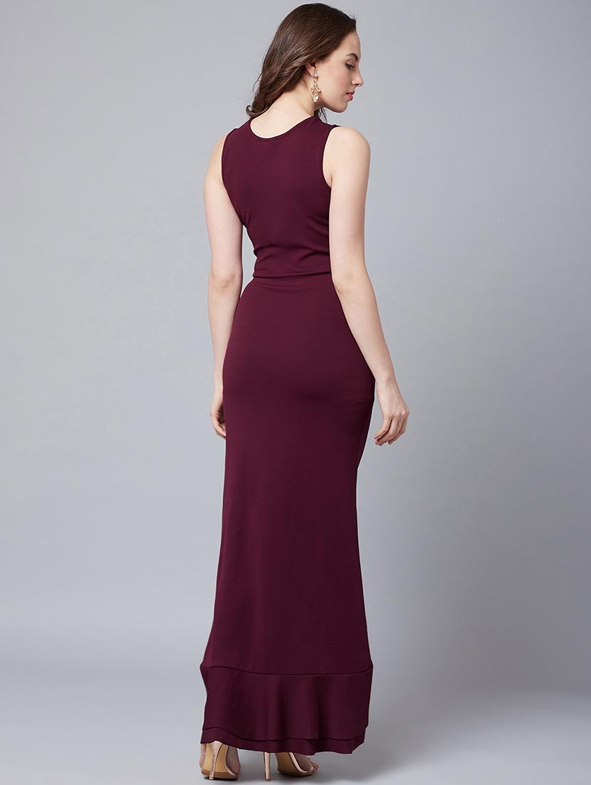 purple solid high low dress - 19232990 - Standard Image - 2