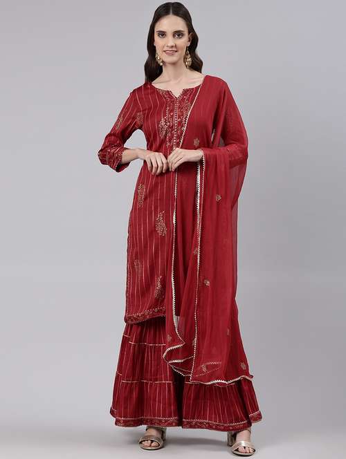 printed kurta sharara set - 19257401 - Standard Image - 0