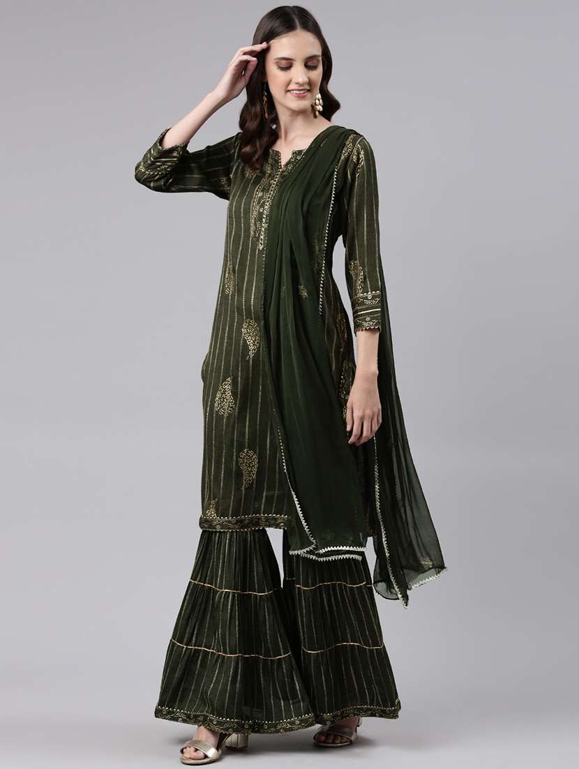 women kurta sharara set with dupatta - 19257404 - Standard Image - 2