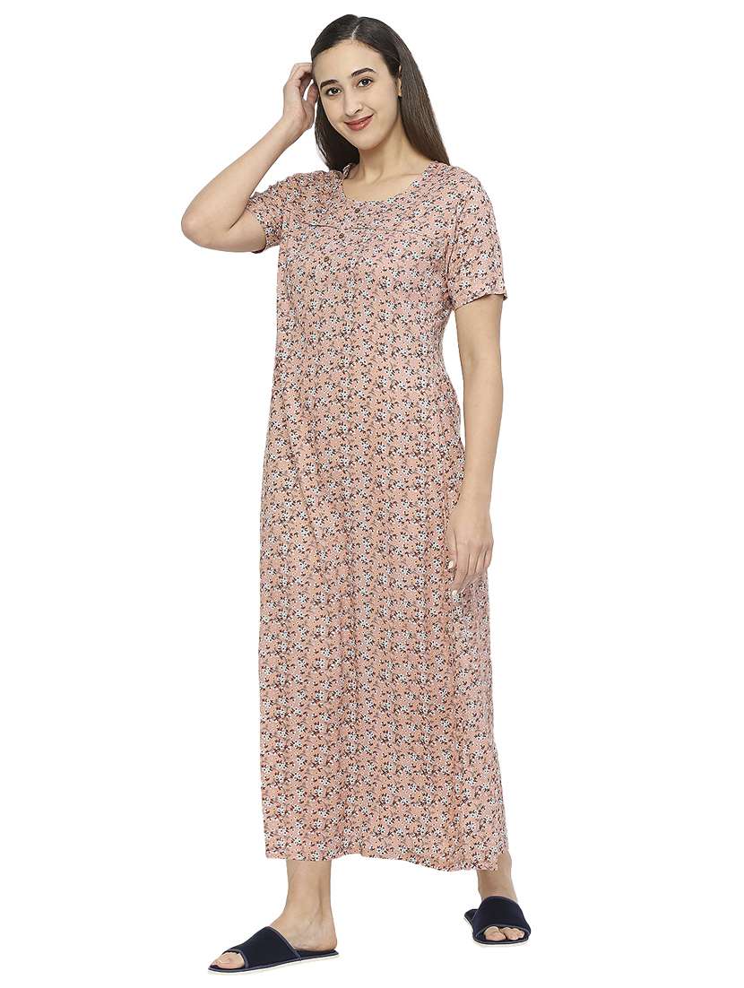 women printed cotton nighty  - 19257471 -  Standard Image - 2