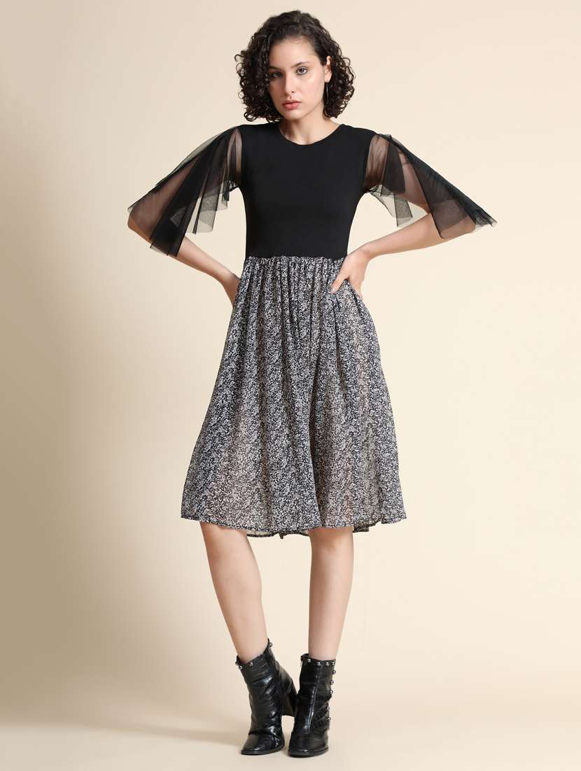 women's fit & flare printed dress