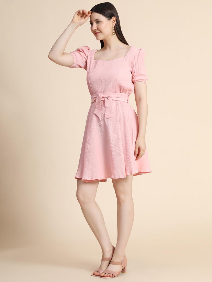women's fit & flare solid dress - 19257635 - Standard Image - 2