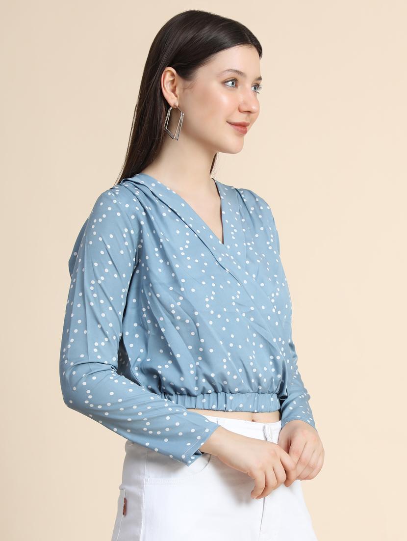 women's crop overlap neck top - 19257690 - Standard Image - 2