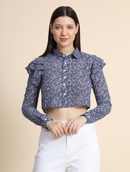 women blue floral printed top - 19257692 -  Standard Image - 0