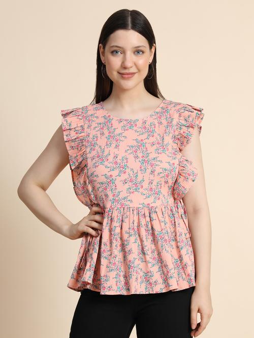 women's peplum round neck top - 19257715 - Standard Image - 0
