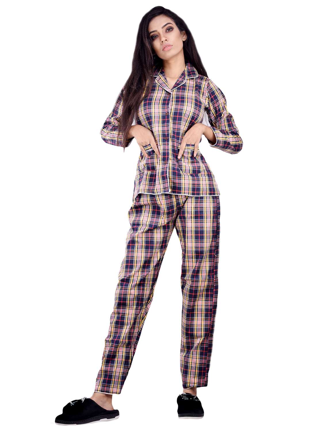 women cotton shirt pyjama nightwear set