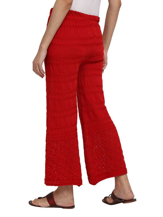 women red mid rise woolen palazzo - 19260926 -  Standard Image - 2